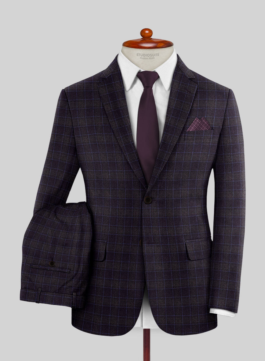 Italian Lark Purple Checks Flannel Suit - StudioSuits