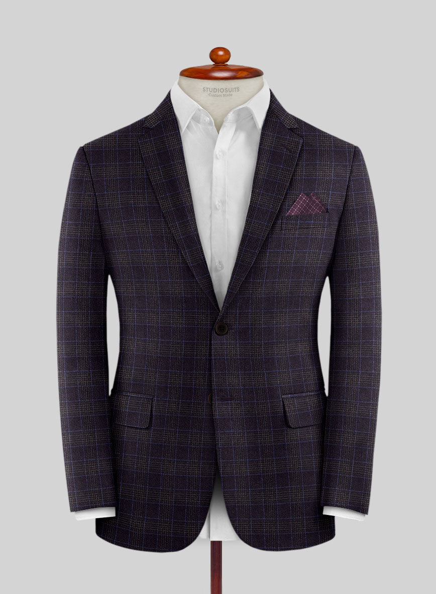 Italian Lark Purple Checks Flannel Suit - StudioSuits