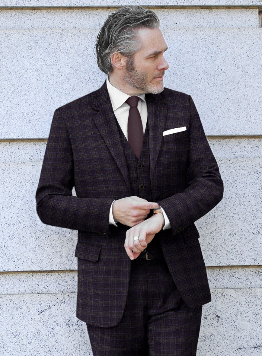 Italian Lark Purple Checks Flannel Suit - StudioSuits