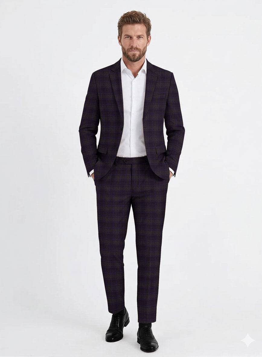 Italian Lark Purple Checks Flannel Suit - StudioSuits