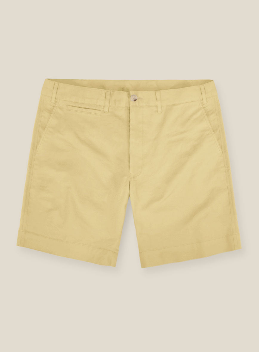 Italian Latte Beige Cotton Stretch Shorts - StudioSuits