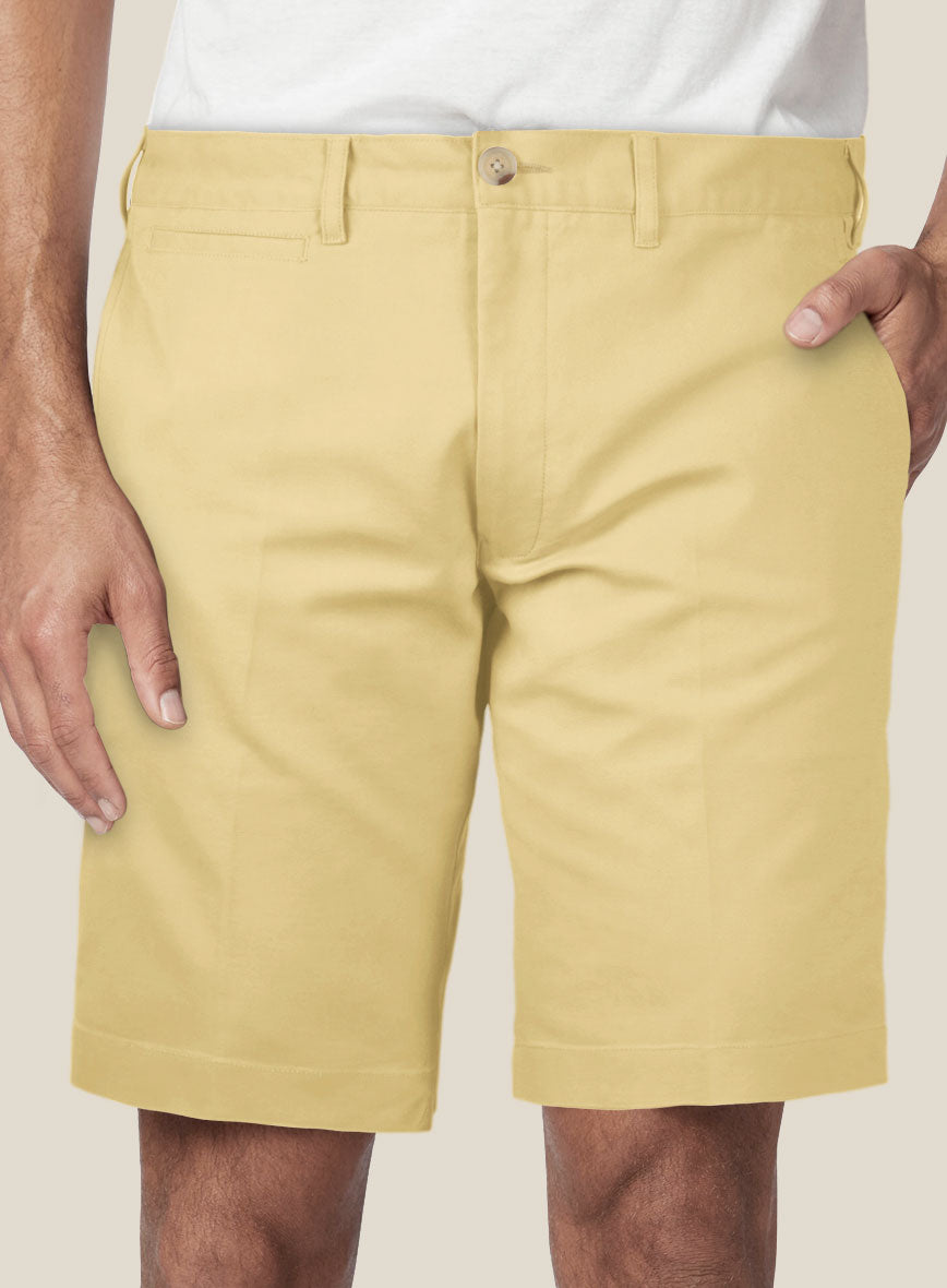 Italian Latte Beige Cotton Stretch Shorts - StudioSuits