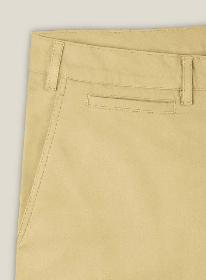 Italian Latte Beige Cotton Stretch Shorts - StudioSuits