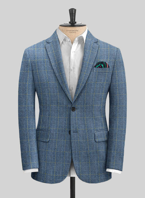 Italian Lielmo Blue Tweed Jacket - StudioSuits