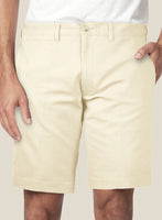 Italian Light Beige Cotton Stretch Shorts - StudioSuits