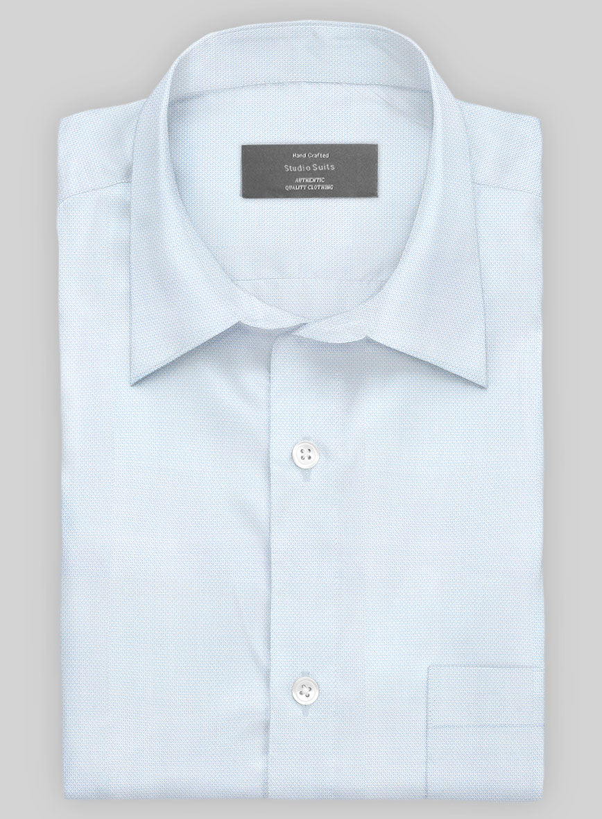 Italian Light Blue Sharkskin Shirt - StudioSuits