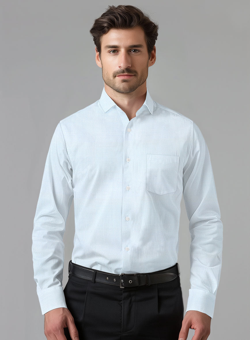 Italian Light Blue Sharkskin Shirt - StudioSuits