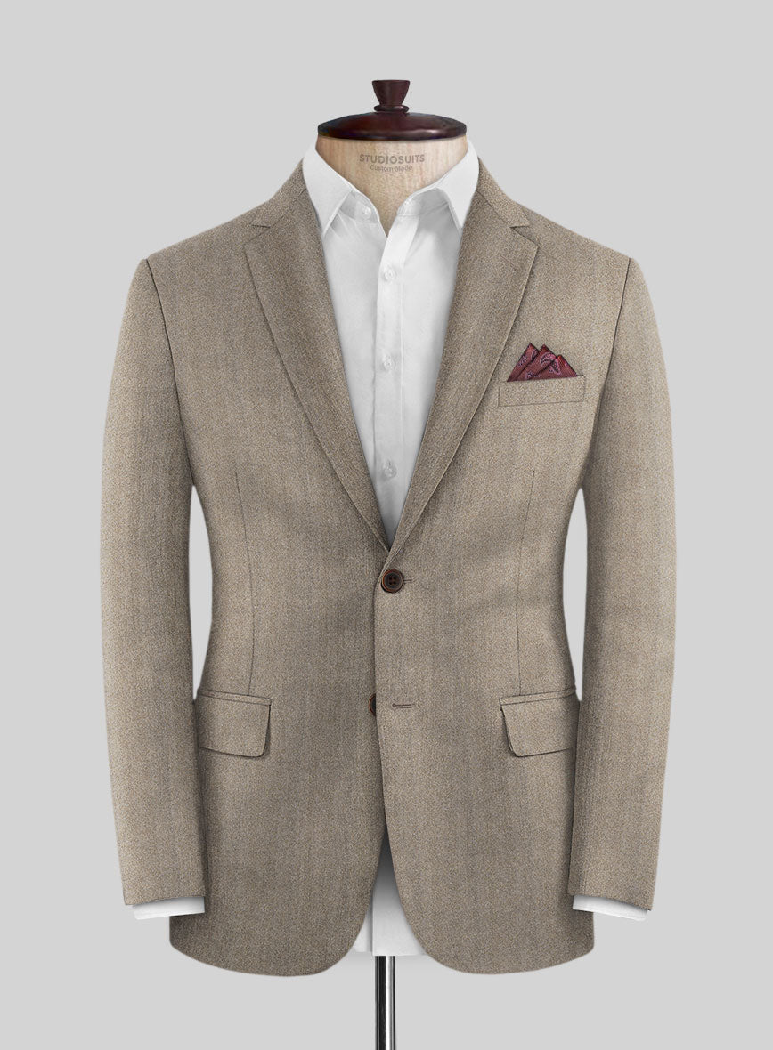 Italian Light Brown Herringbone Flannel Jacket - StudioSuits