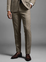 Italian Light Brown Herringbone Flannel Pants - StudioSuits