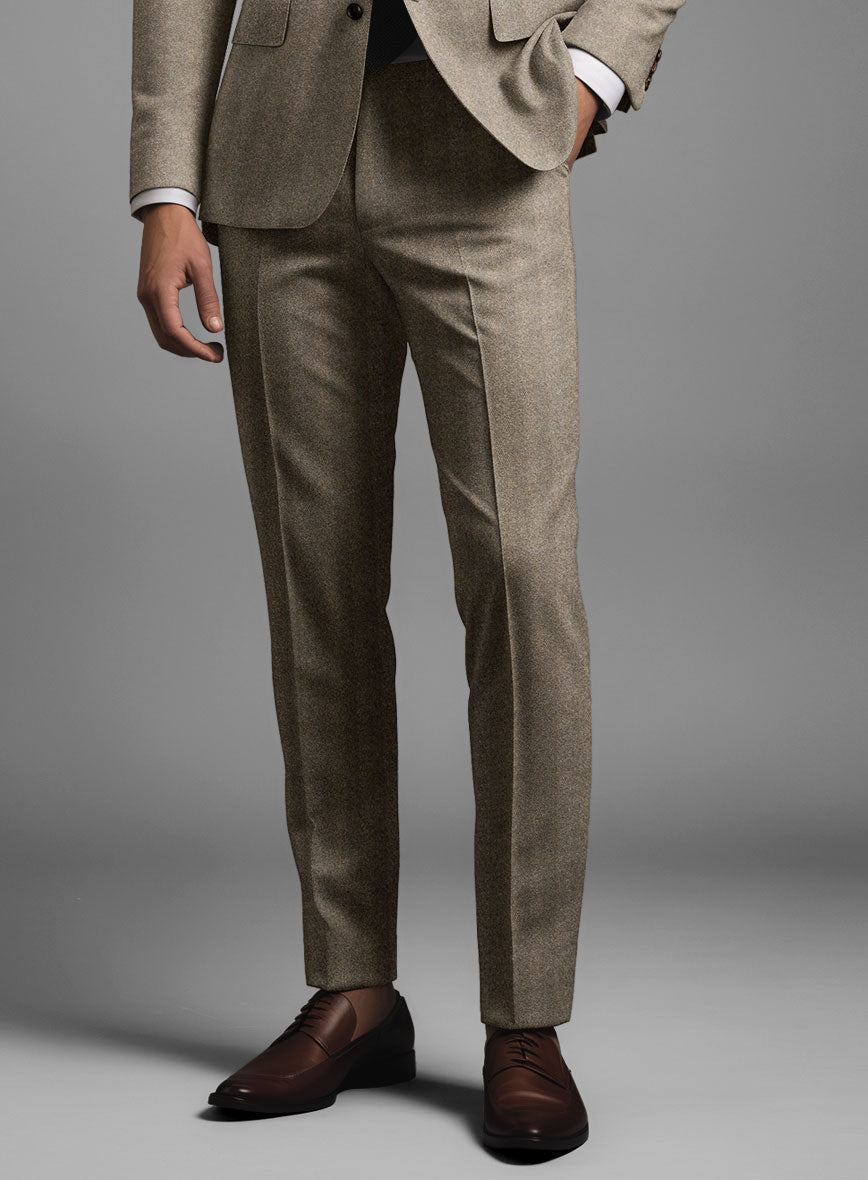 Italian Light Brown Herringbone Flannel Suit - StudioSuits