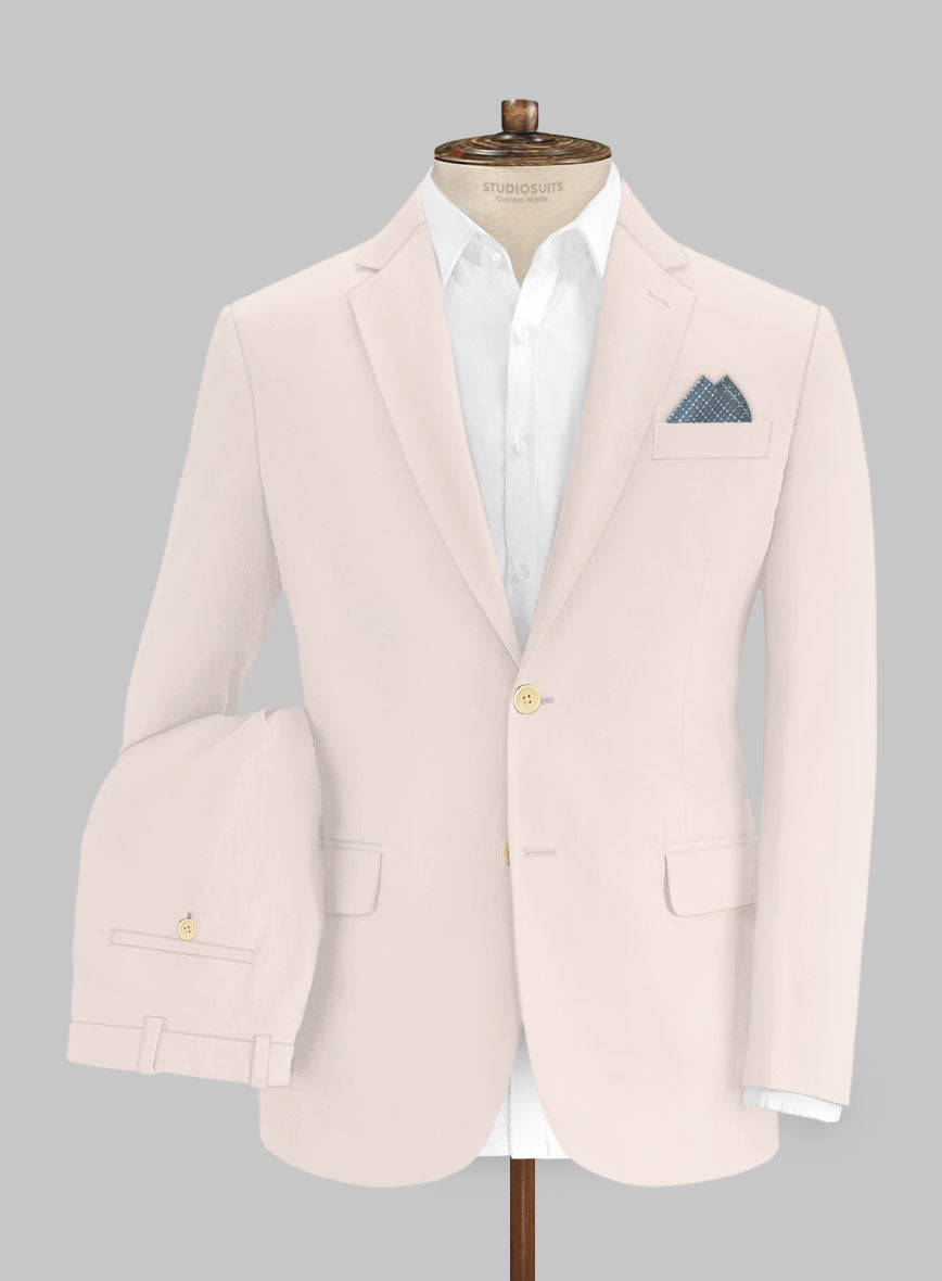 Italian Light Pink Cotton Stretch Suit - StudioSuits