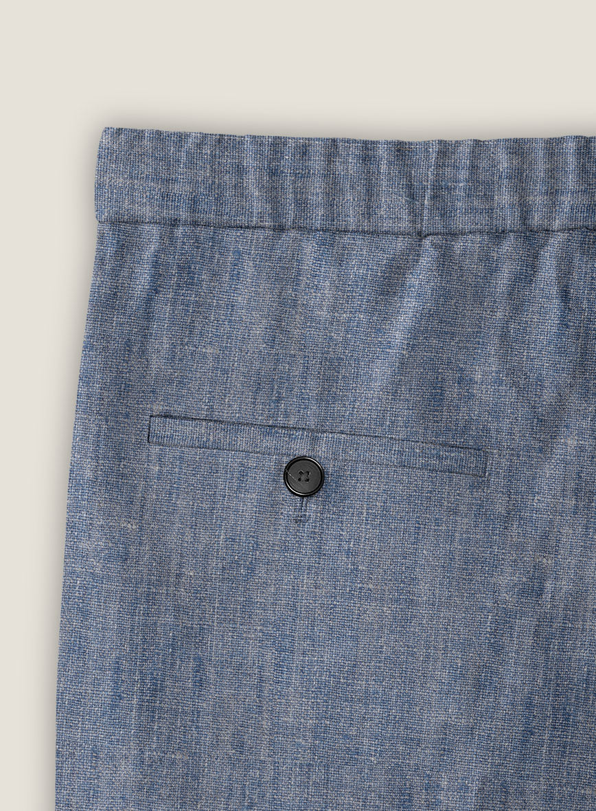 Italian Linen Artisanal Light Blue Shorts - StudioSuits