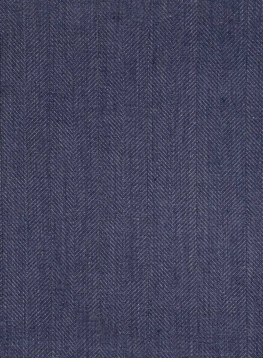 Italian Linen Azurio Herringbone Pants - StudioSuits