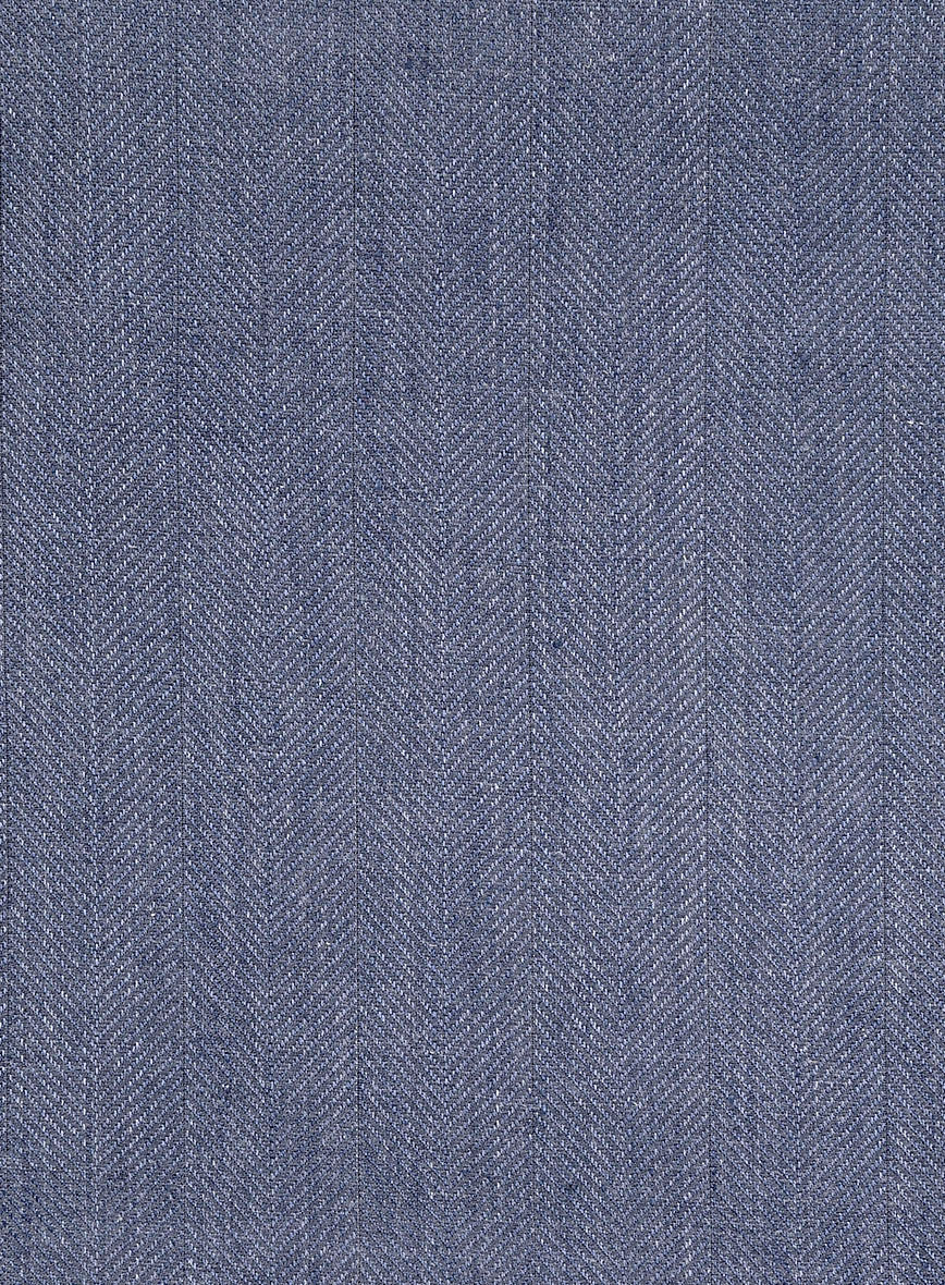 Italian Linen Azurio Herringbone Pants - StudioSuits