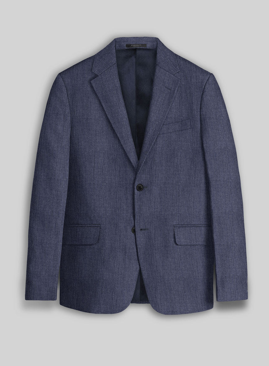 Italian Linen Azurio Herringbone Suit - StudioSuits