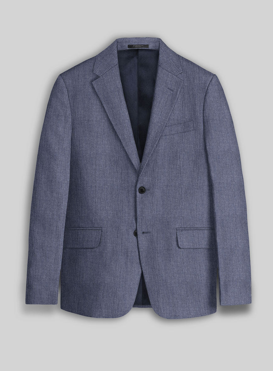 Italian Linen Azurio Herringbone Suit - StudioSuits