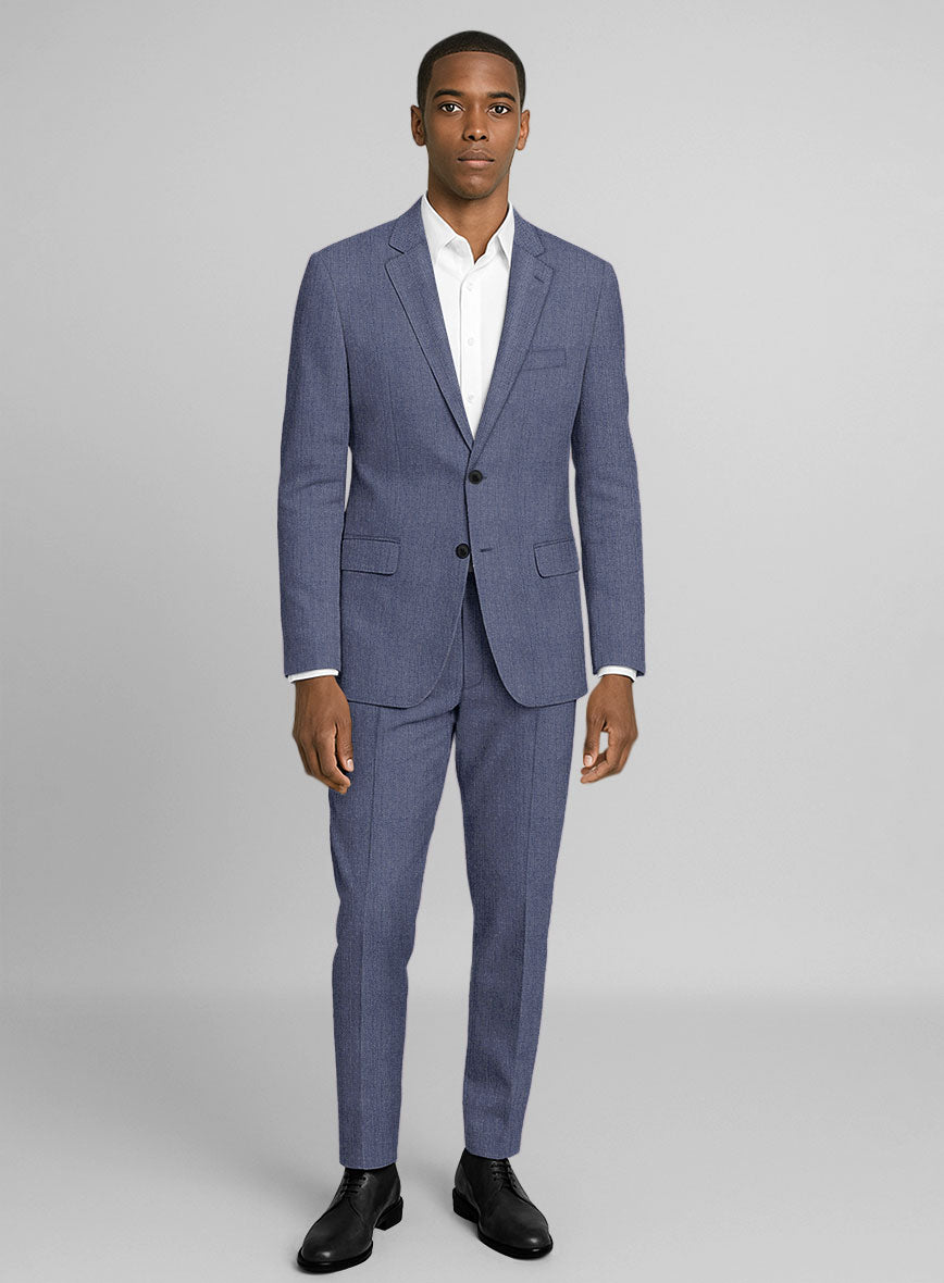 Italian Linen Azurio Herringbone Suit - StudioSuits