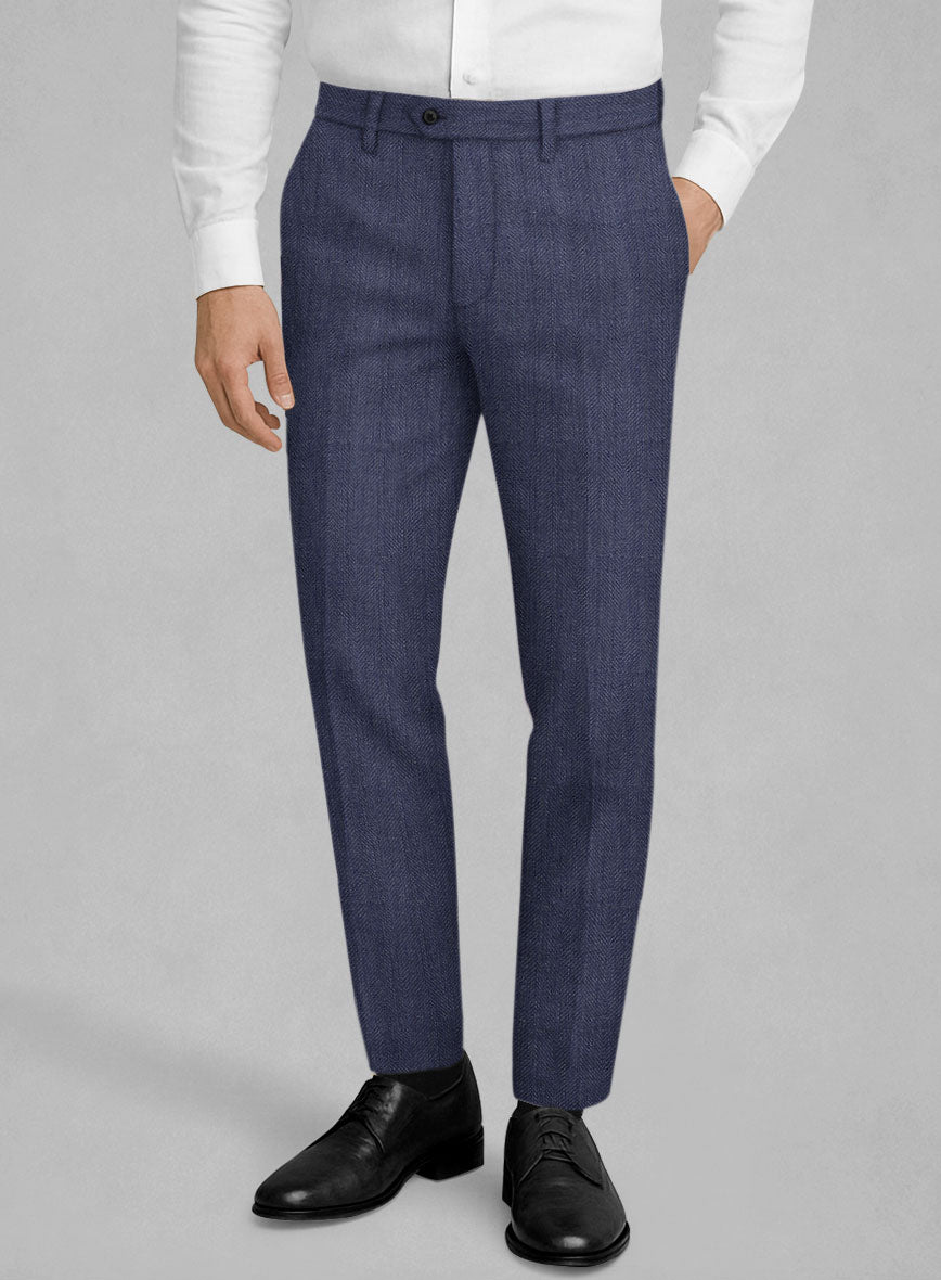 Italian Linen Azurio Herringbone Suit - StudioSuits