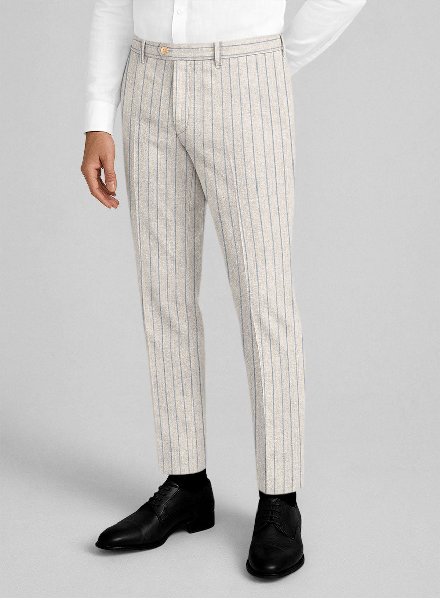 Italian Linen Belvano Stripe Pants - StudioSuits