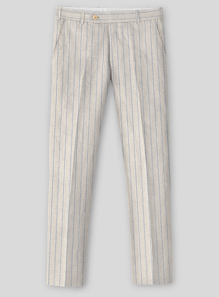 Italian Linen Belvano Stripe Pants - StudioSuits