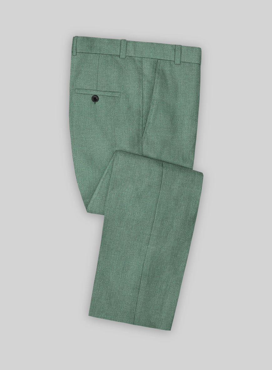 Italian Linen Brandy Green Pants - StudioSuits