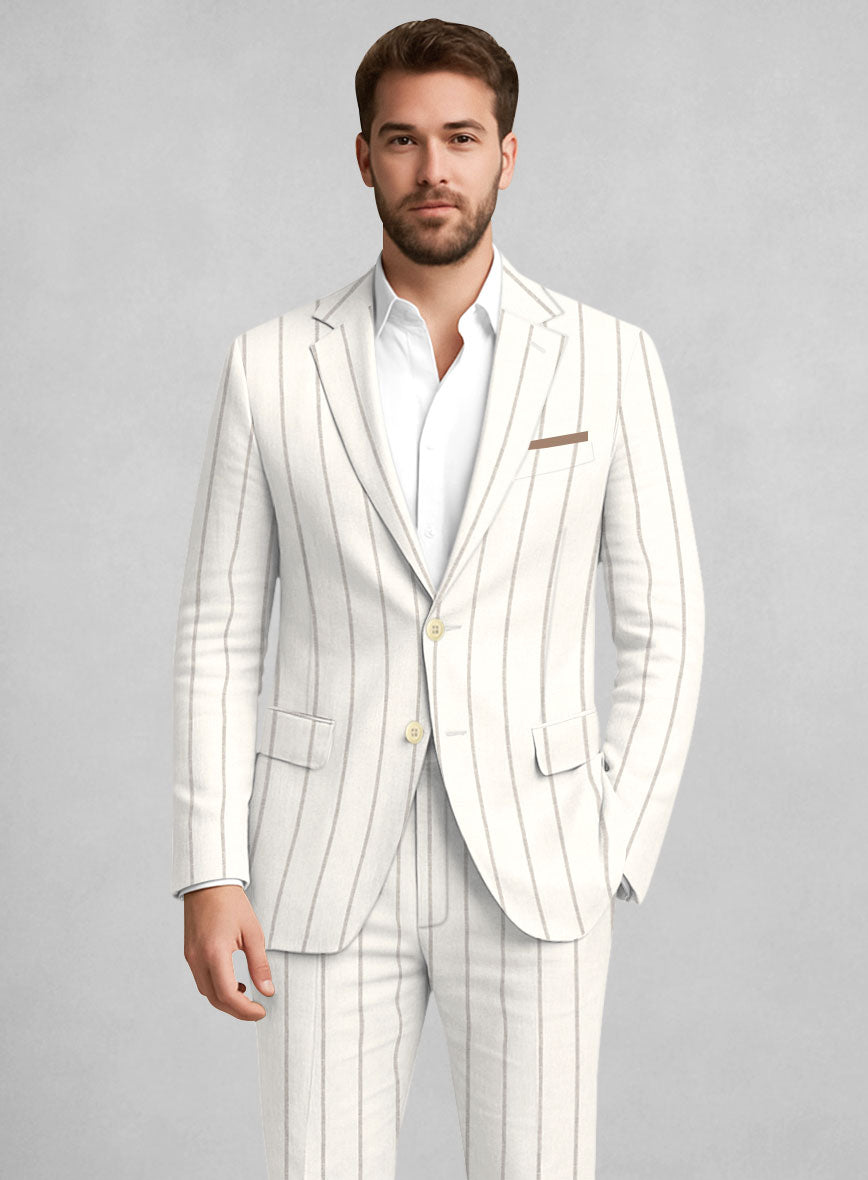 Italian Linen Castoro Stripe Jacket - StudioSuits