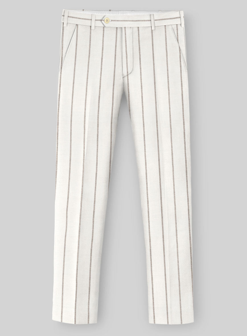 Italian Linen Castoro Stripe Pants - StudioSuits
