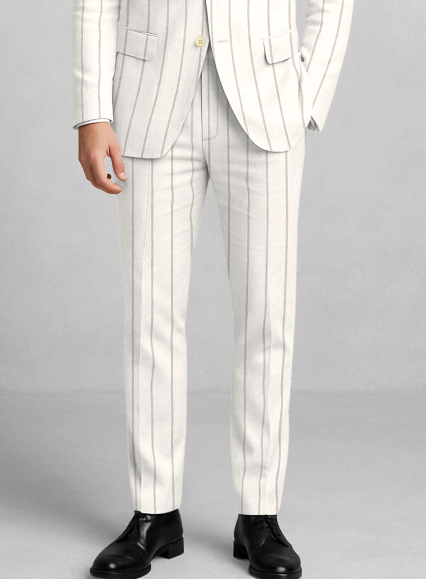 Italian Linen Castoro Stripe Pants - StudioSuits