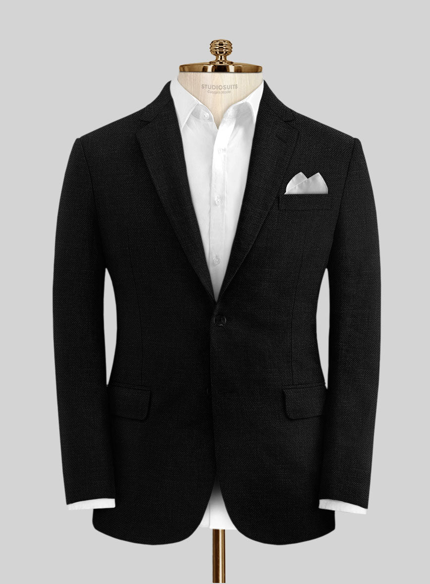 Italian Linen Cavalry Black Jacket - StudioSuits