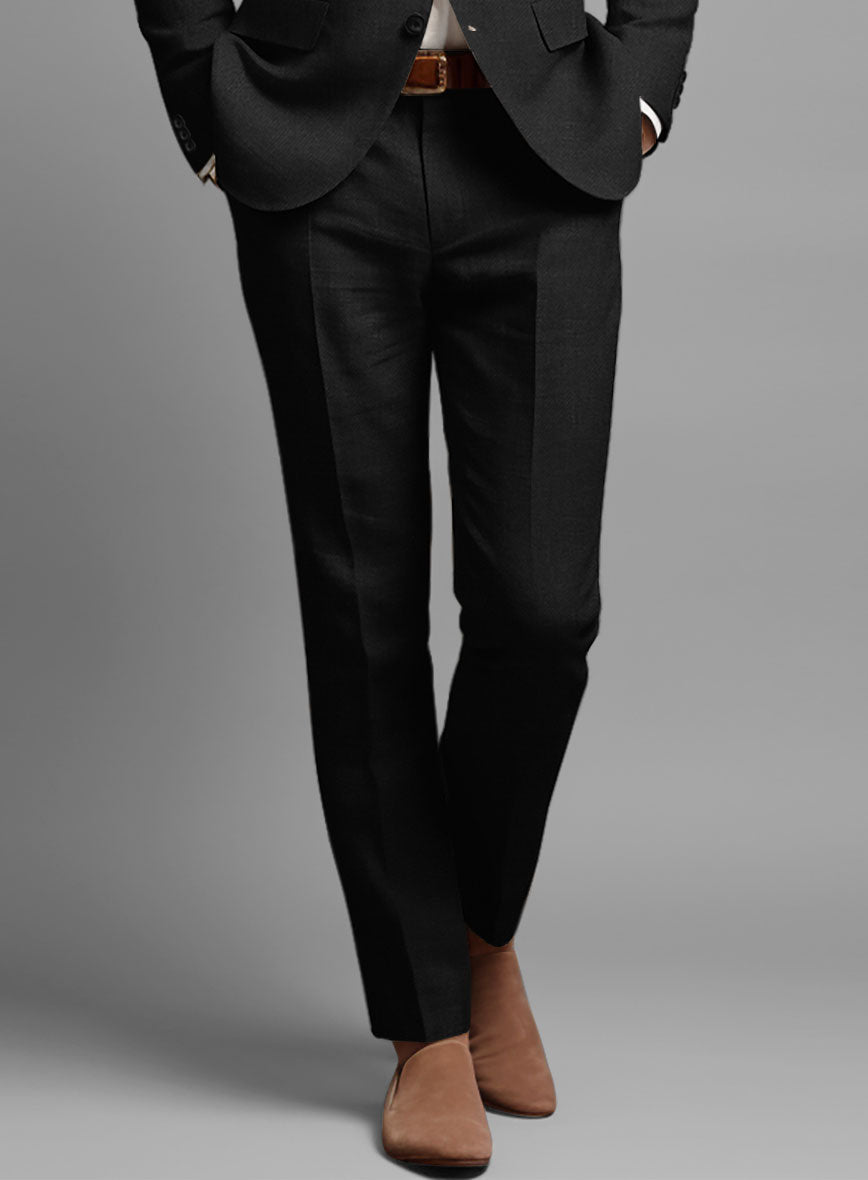Italian Linen Cavalry Black Pants - StudioSuits