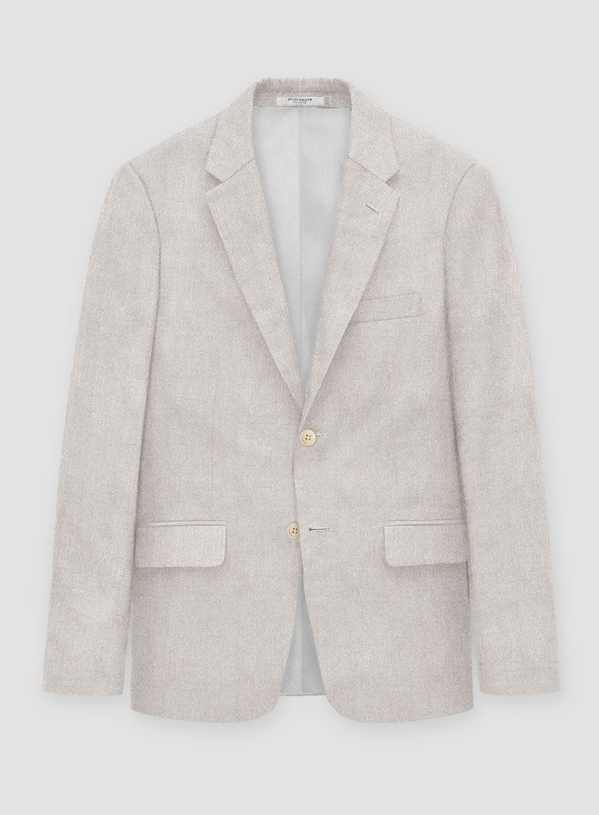 Italian Linen Cenaro Herringbone Jacket - StudioSuits