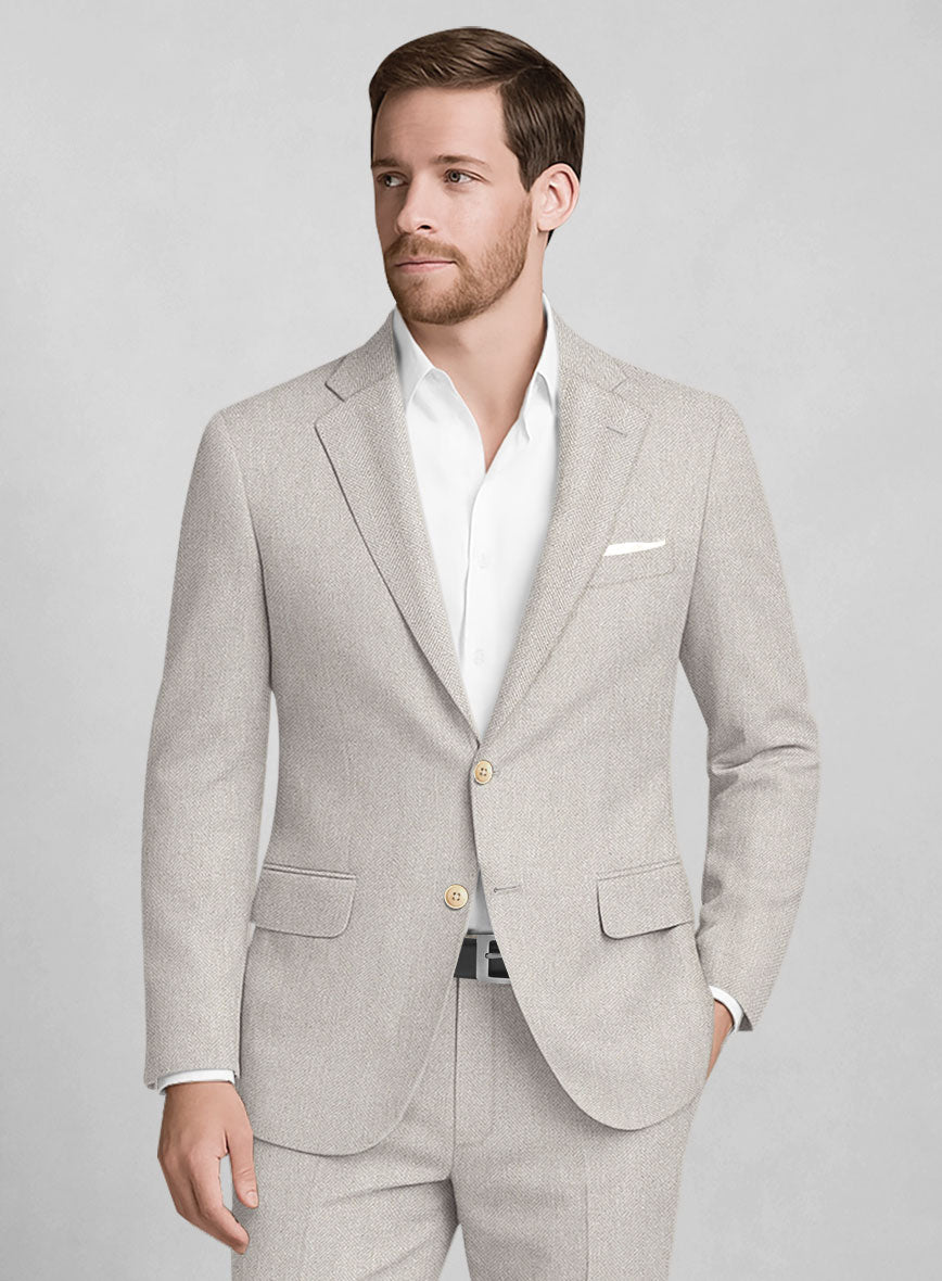 Italian Linen Cenaro Herringbone Jacket - StudioSuits