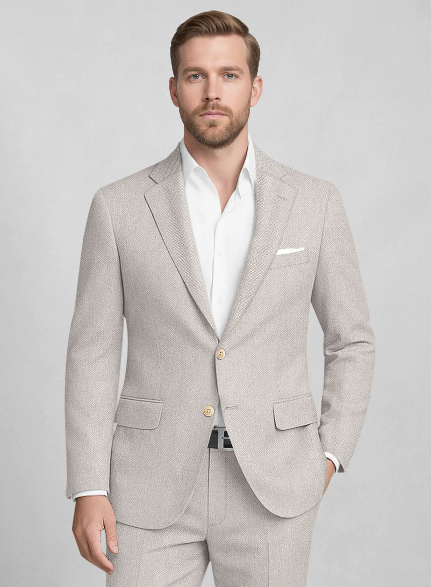 Italian Linen Cenaro Herringbone Suit - StudioSuits