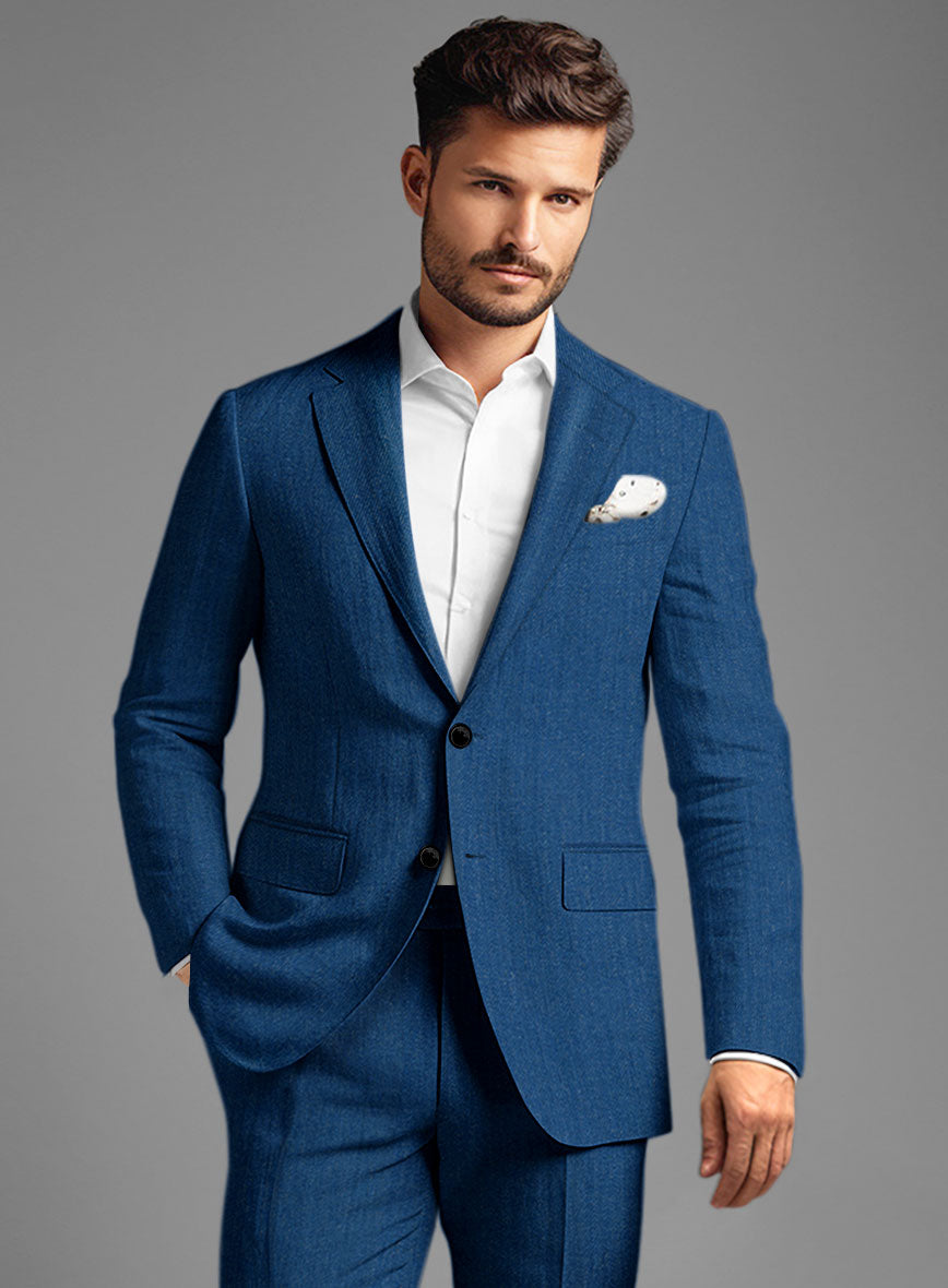Italian Linen French Blue Jacket - StudioSuits