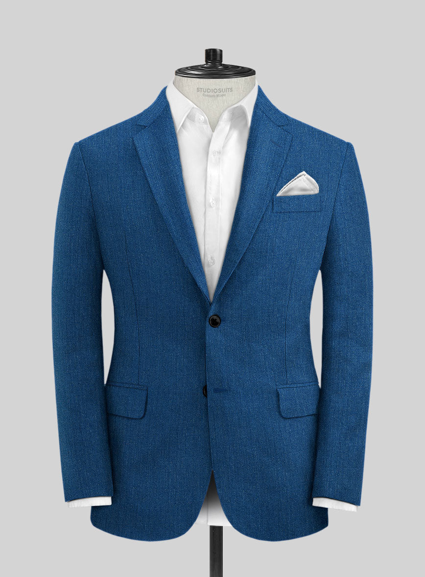 Italian Linen French Blue Jacket - StudioSuits