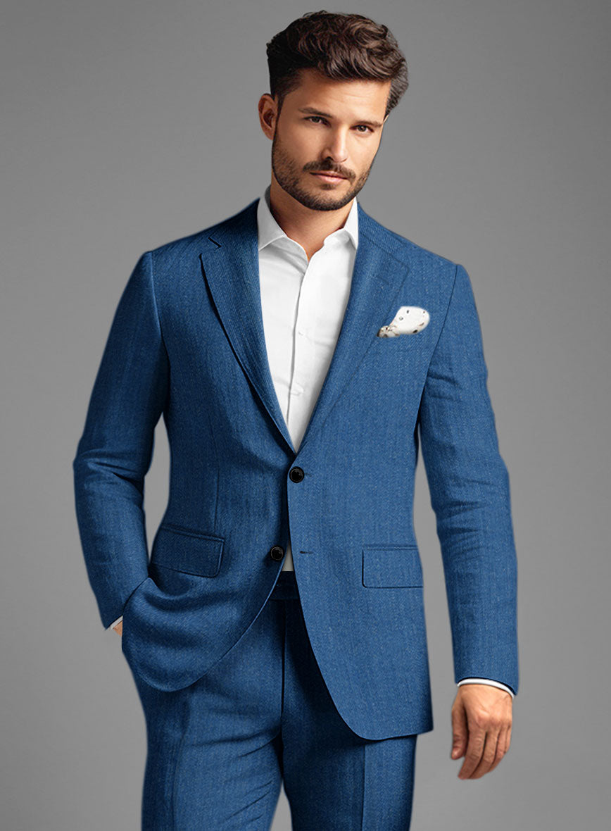 Italian Linen French Blue Suit – StudioSuits