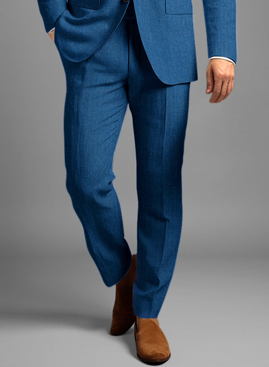 Italian Linen French Blue Suit - StudioSuits
