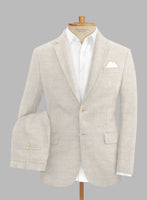Italian Linen Herringbone Natural Beige Suit - StudioSuits