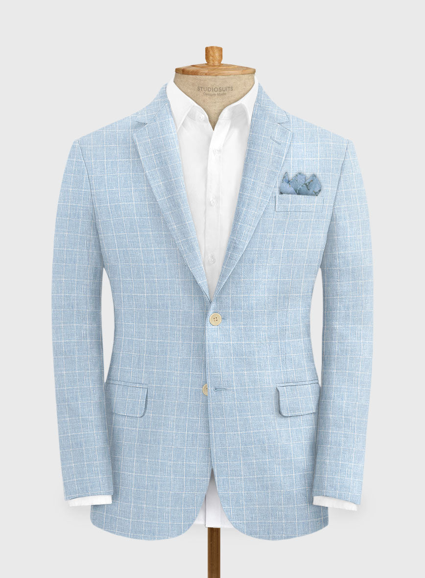 Italian Linen Lusso Blue Jacket - StudioSuits