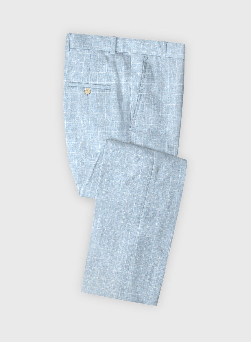 Italian Linen Lusso Blue Pants - StudioSuits