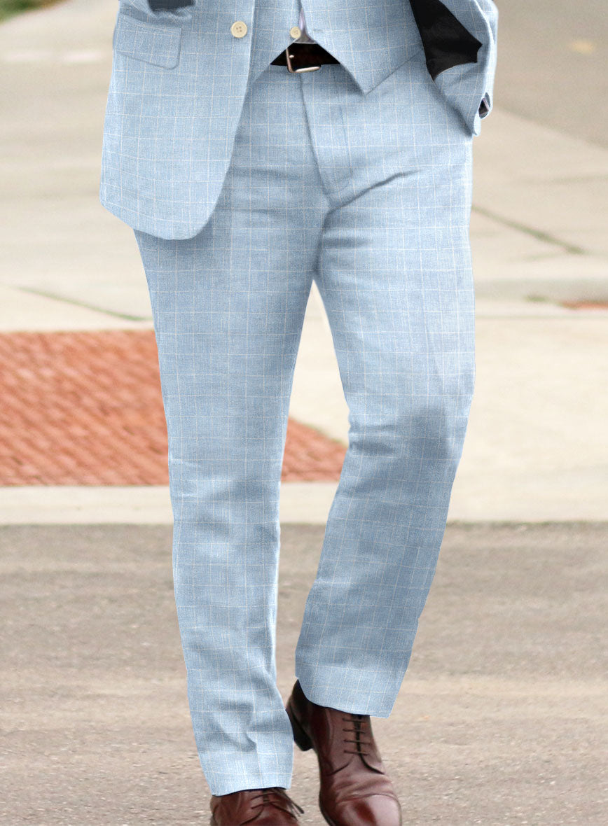 Italian Linen Lusso Blue Pants - StudioSuits