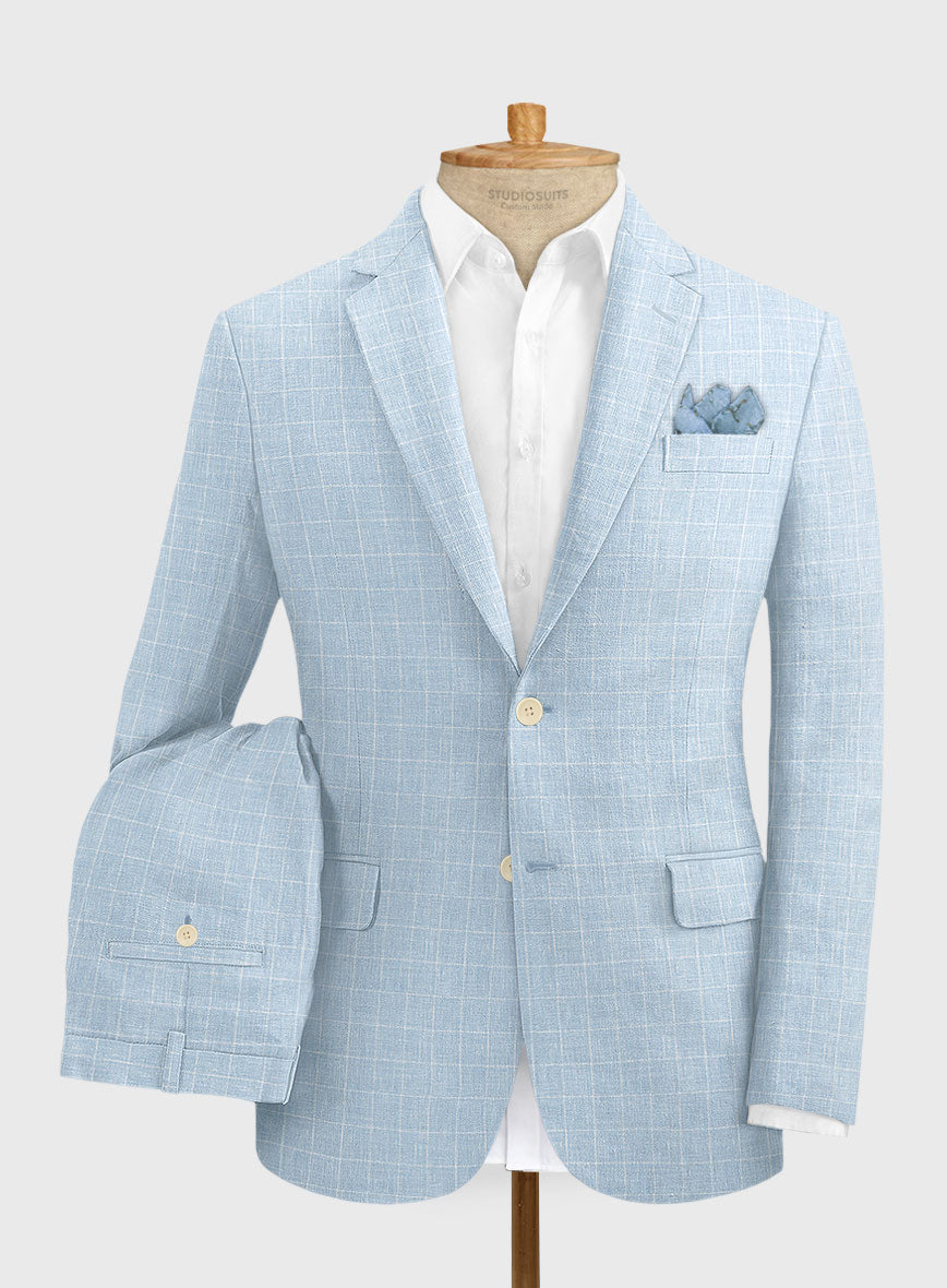 Italian Linen Lusso Blue Suit - StudioSuits