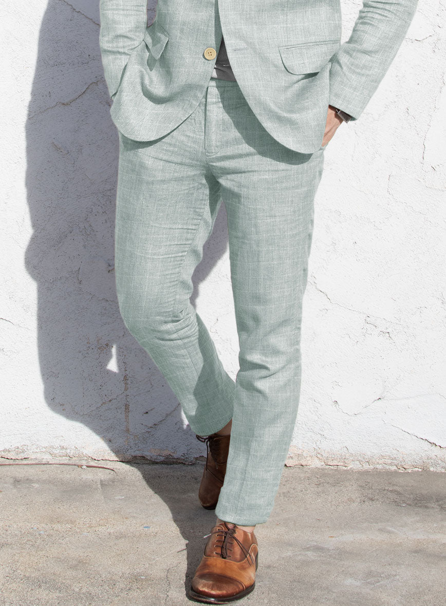 Italian Linen Lusso Summer Green Pants - StudioSuits