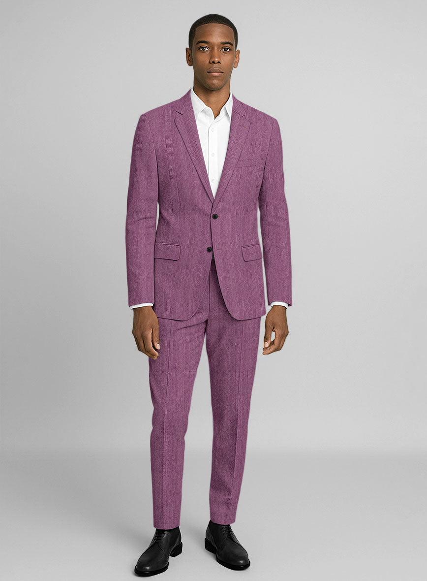 Italian Linen Marenzio Herringbone Suit - StudioSuits
