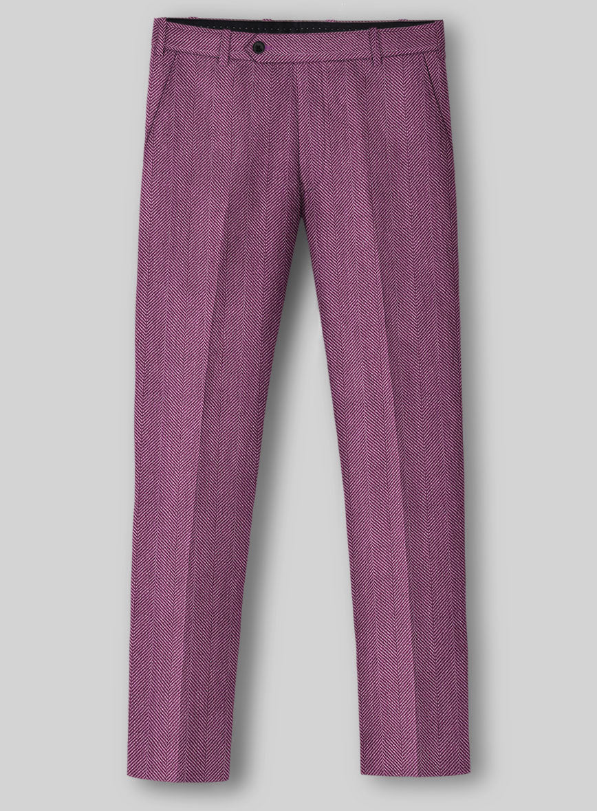 Italian Linen Marenzio Herringbone Pants - StudioSuits