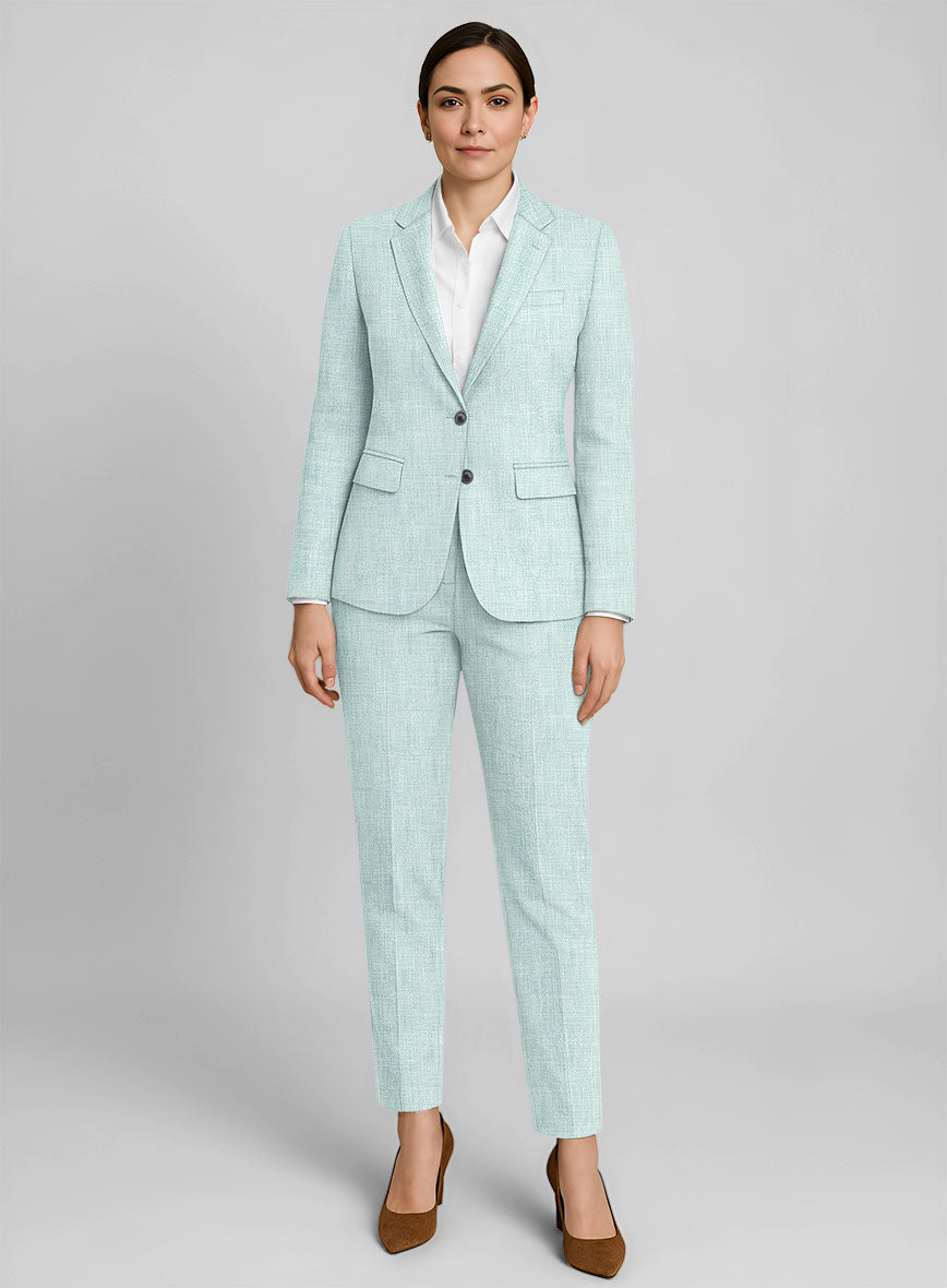 Women's Italian Linen Mint Green Suit - StudioSuits