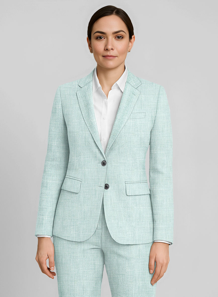 Women's Italian Linen Mint Green Jacket - StudioSuits
