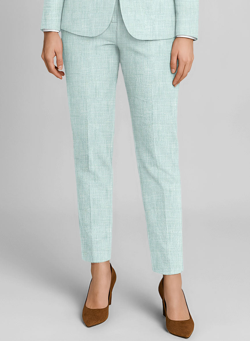Women's Italian Linen Mint Green Pants - StudioSuits