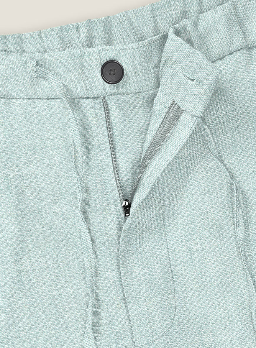 Italian Linen Mint Green Shorts - StudioSuits