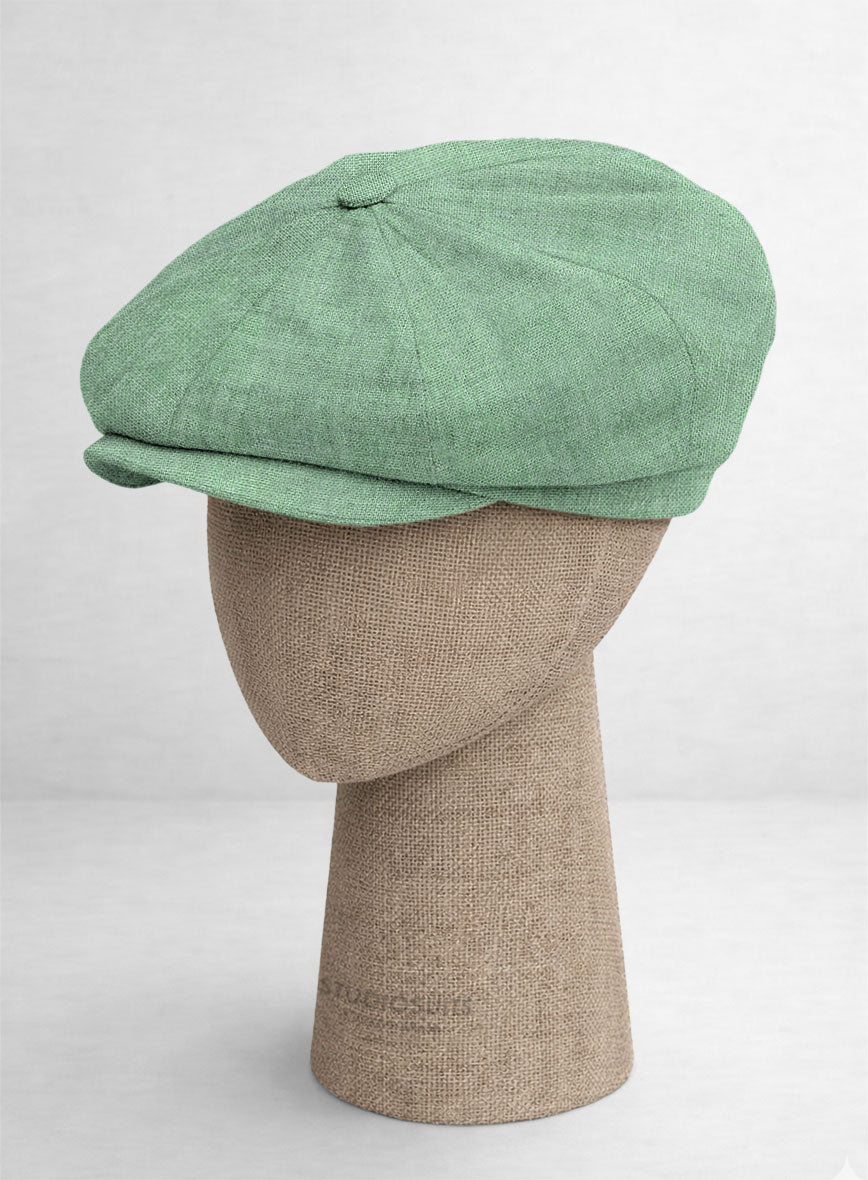 Italian Linen Mojito Green Newsboy Cap - StudioSuits